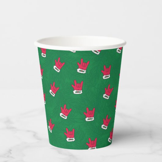 ASL ILY Santa Glove red paper cups 紙コップ (正面)