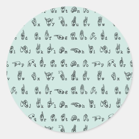 ASL Jade //アメリカ手話アルファベット ラウンドシール (正面)