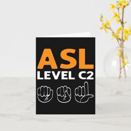 Asl - Level C2. Asl Awareness Hand Sign Language D カード (黄色い花)