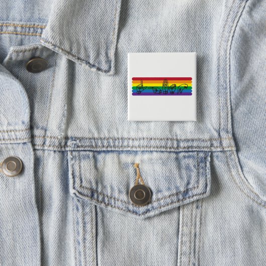 ASL LGBTQの虹Pin 缶バッジ (インサイチュ)
