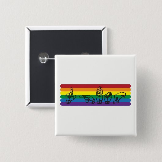 ASL LGBTQの虹Pin 缶バッジ (正面&裏面)