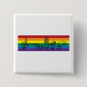 ASL LGBTQの虹Pin 缶バッジ (正面)