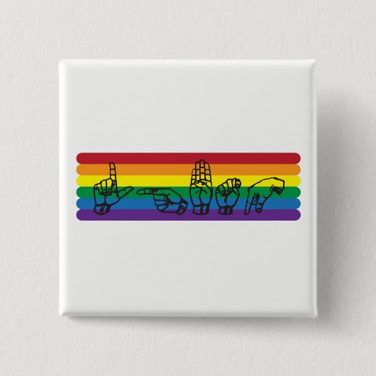 ASL LGBTQの虹Pin 缶バッジ (正面)