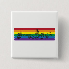 ASL LGBTQの虹Pin 缶バッジ