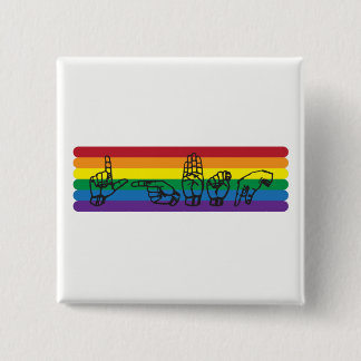 ASL LGBTQの虹Pin 缶バッジ