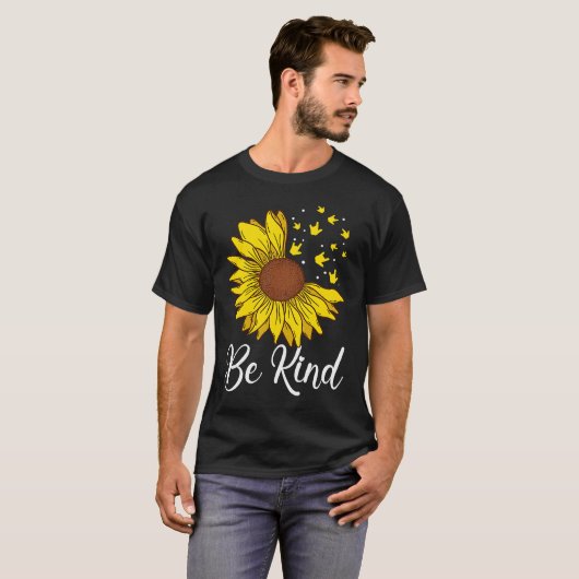 ASL Love Be Kind Sunflower Deaf Tシャツ (正面フル)