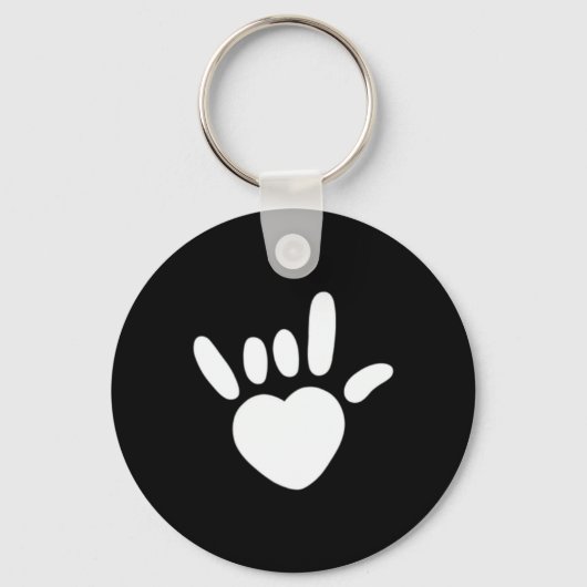 Asl Love Sign American Sign Language Deaf Awarenes キーホルダー (正面)