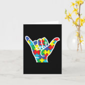 asl love sign hand autism awareness 2022ママパパa カード (黄色い花)