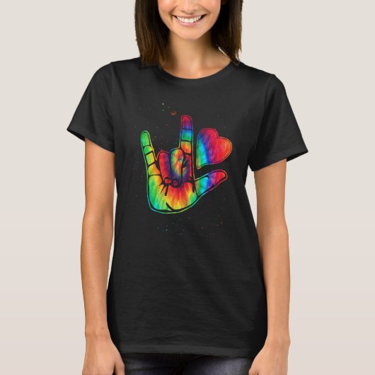 ASL Love Sign Language Autism Awareness Support 2 Tシャツ (正面)