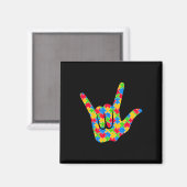Asl Love Sign Language Autism Awareness Support Lo マグネット (正面/裏面)