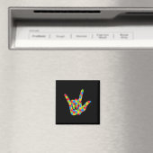 Asl Love Sign Language Autism Awareness Support Lo マグネット (インサイチュ (食洗機))