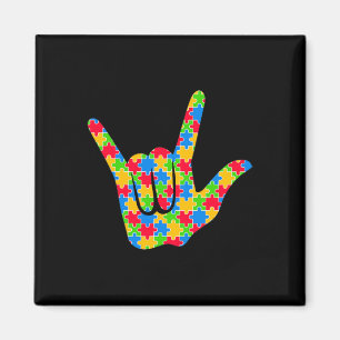 Asl Love Sign Language Autism Awareness Support Lo マグネット