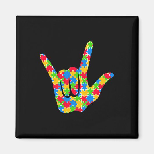 Asl Love Sign Language Autism Awareness Support Lo マグネット (正面)