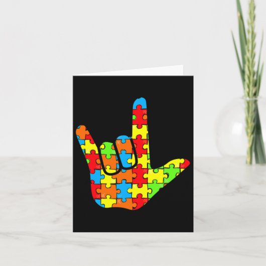 Asl Love Sign Language Autism Gift Awareness Suppo カード (正面)