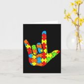 Asl Love Sign Language Autism Gift Awareness Suppo カード (黄色い花)