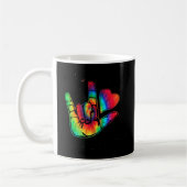 ASL Love Sign Language Hand Autism Awareness Suppo コーヒーマグカップ (左)