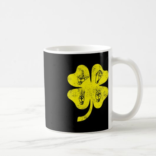 ASL Love Sign Language St Patrick's Day Fairy Awar コーヒーマグカップ (右)