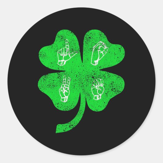 ASL Love Sign Language St Patrick's Day Fairy Awar ラウンドシール (正面)
