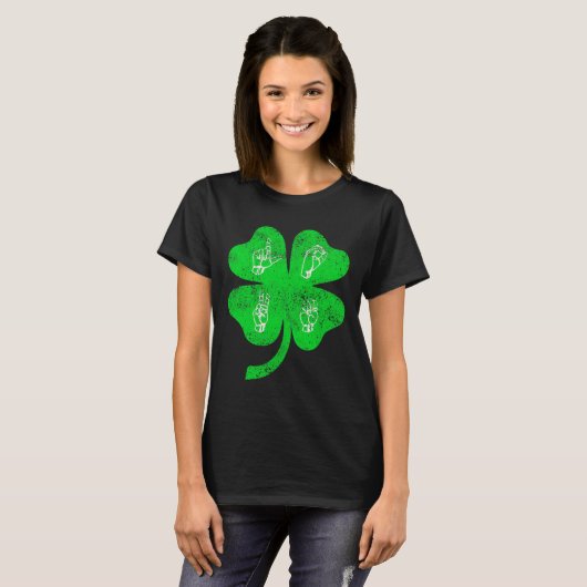 ASL Love Sign Language St Patrick's Day Fairy Awar Tシャツ (正面フル)