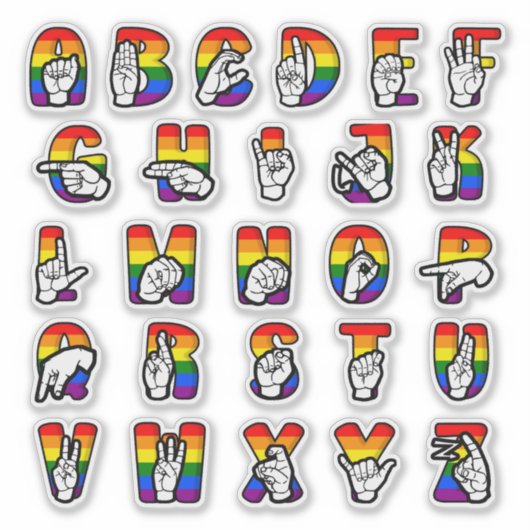 ASL Pride Alphabet シール (正面)