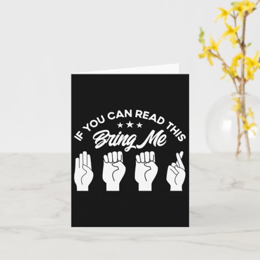 Asl Sign Language Bring Me Beer Deaf  カード (黄色い花)