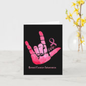 Asl Sign Love Breast Cancer Awareness Pink Ribbon  カード (黄色い花)