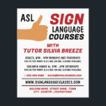 ASL Thumbs-up Gesture Sign Language Course Advert チラシ<br><div class="desc">Aslサムスアップのジェスチャー広告ス手話コースのチラシ店。</div>