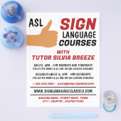 ASL Thumbs-up Gesture Sign Language Course Advert チラシ (シングル)