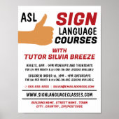 ASL Thumbs-up Gesture Sign Language Course Advert ポスター (正面)