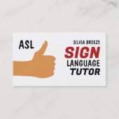 ASL Thumbs-up Gesture Sign Language Tutor,先生 名刺 (正面)