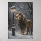 Aslan Lamppost Narnia Art Poster, Lion Printable ポスター (正面)