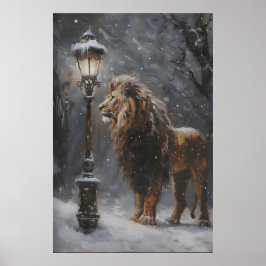 Aslan Lamppost Narnia Art Poster, Lion Printable ポスター