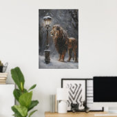 Aslan Lamppost Narnia Art Poster, Lion Printable ポスター (ホームオフィス)