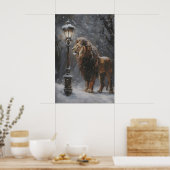 Aslan Lamppost Narnia Art Poster, Lion Printable ポスター (キッチン)