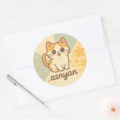 Asnyan | Sakura Cat Sticker – Cute Japanese Style ラウンドシール (封筒)