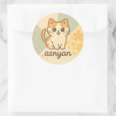 Asnyan | Sakura Cat Sticker – Cute Japanese Style ラウンドシール (バッグ)