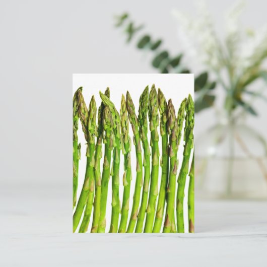 Asparagus on White Customizable – 野菜 ポストカード (スタンド正面)