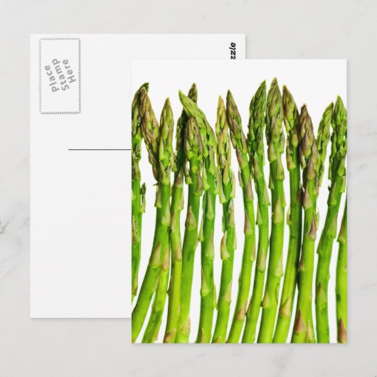 Asparagus on White Customizable – 野菜 ポストカード (正面/裏面)