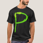 Asparagus Pee Letter P Visual Pun Vegetable Humor Tシャツ (正面)