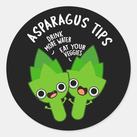 Asparagus Tips Funny Veggie Pun Dark BG ラウンドシール (正面)