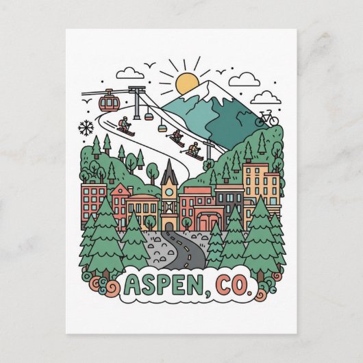 Aspen Colorado Travel ポストカード (正面)