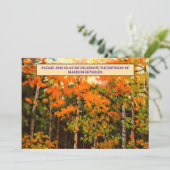 Aspen Glow Birthday Orange, Yellow, Green & Blue 招待状 (スタンド正面)