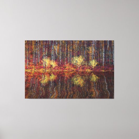 Aspen trees forest by the lake キャンバスプリント (正面)