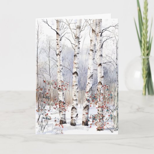 Aspen Trees in Winter Christmas Blank Card シーズンカード (正面)