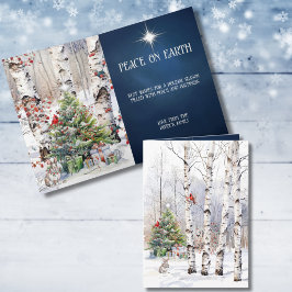 Aspen Trees in Winter with Christmas Tree Card シーズンカード