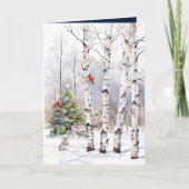 Aspen Trees in Winter with Christmas Tree Card シーズンカード (正面)
