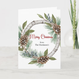 Aspen Wreath with Pinecones Christmas Card シーズンカード
