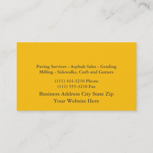 Asphalt & Paving / Driveway Construction Services 名刺 (裏面)