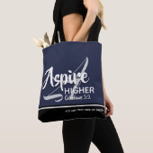 ASPIRE HIGHER クリスチャン ネイビーブルー トートバッグ (クローズアップ)