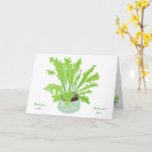 Asplenium Bird's nest fern – 白のスケッチ。 カード (黄色い花)